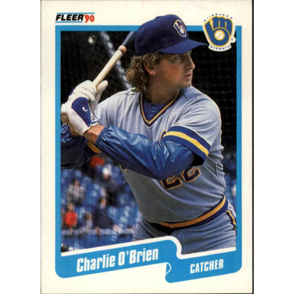 1990 Fleer #332 Charlie O'Brien NM-MT Milwaukee Brewers Baseball Card Image 1