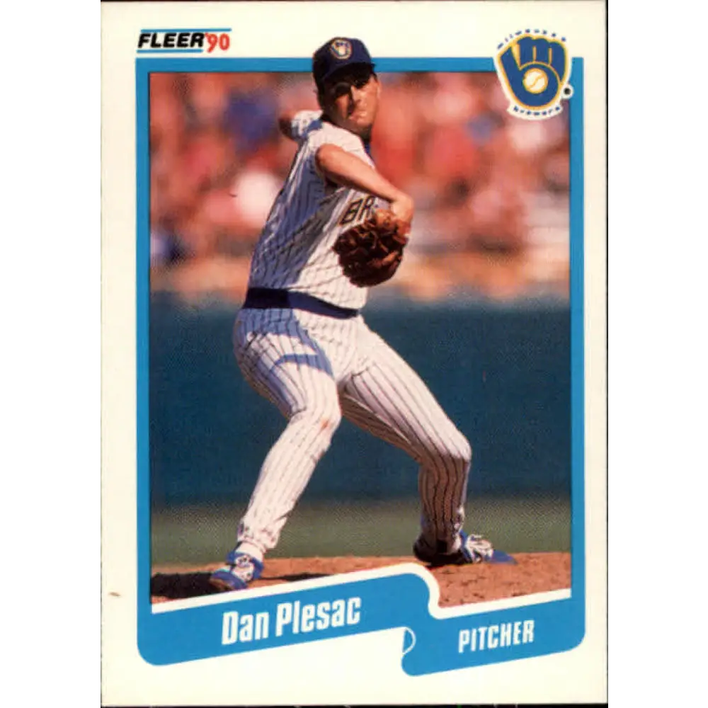 1990 Fleer #334 Dan Plesac NM-MT Milwaukee Brewers Baseball Card Image 1