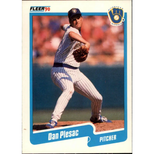 1990 Fleer #334 Dan Plesac NM-MT Milwaukee Brewers Baseball Card Image 1
