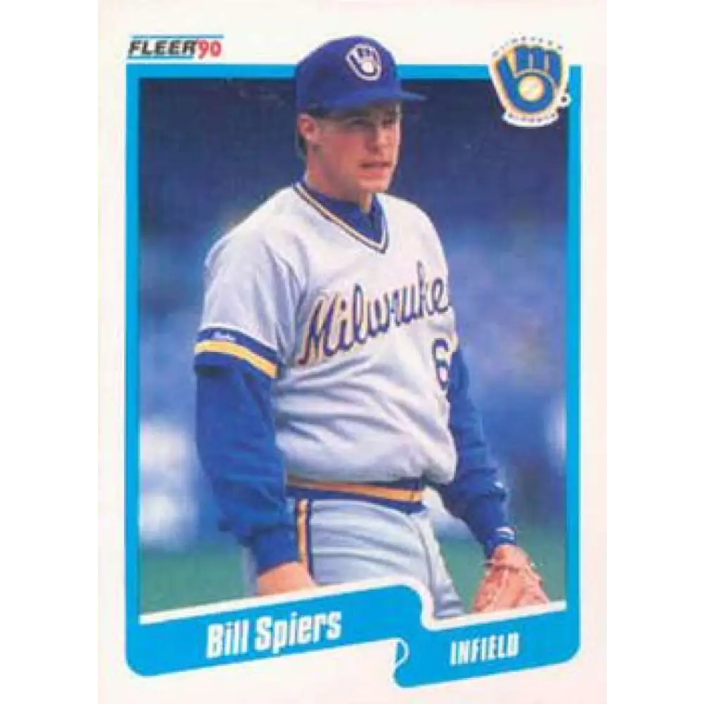 1990 Fleer #337 Bill Spiers NM-MT Milwaukee Brewers Baseball Card Image 1