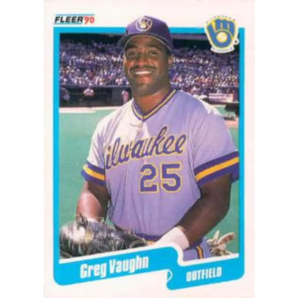 1990 Fleer #339 Greg Vaughn NM-MT Milwaukee Brewers Baseball Card Image 1