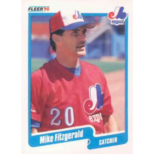 1990 Fleer #343 Mike Fitzgerald NM-MT Montreal Expos Baseball Card Image 1