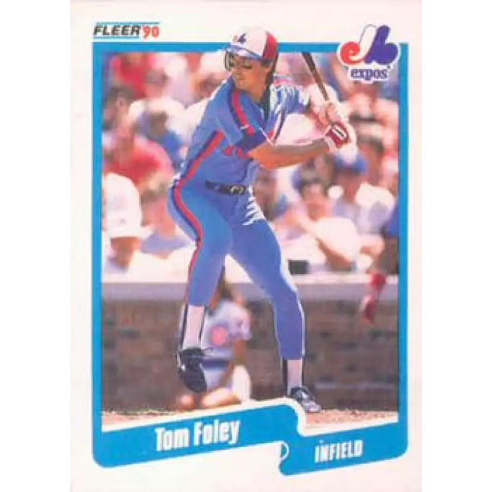 1990 Fleer #344 Tom Foley NM-MT Montreal Expos Baseball Card Image 1