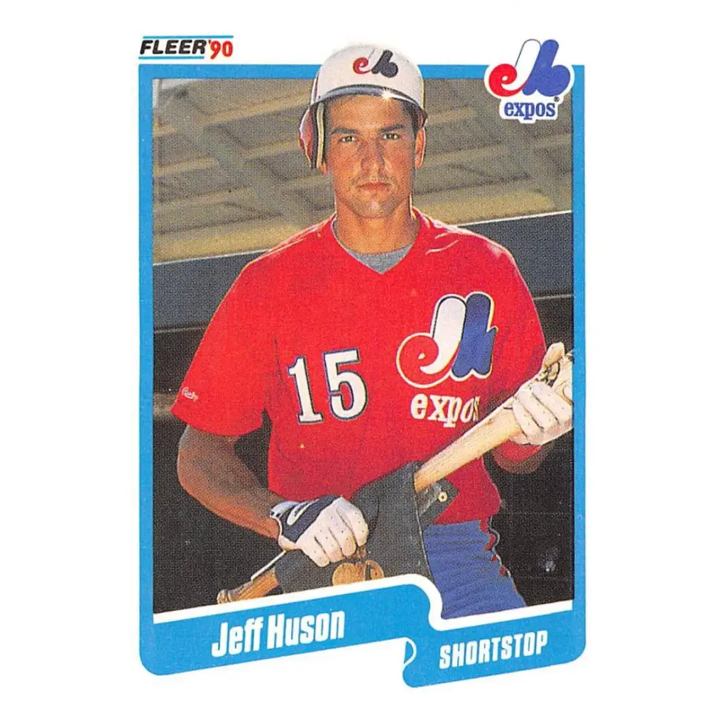 1990 Fleer #350 Jeff Huson NM-MT RC Rookie Montreal Expos Baseball Card Image 1