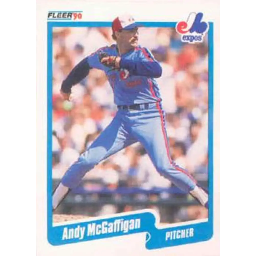 1990 Fleer #355 Andy McGaffigan NM-MT Montreal Expos Baseball Card Image 1