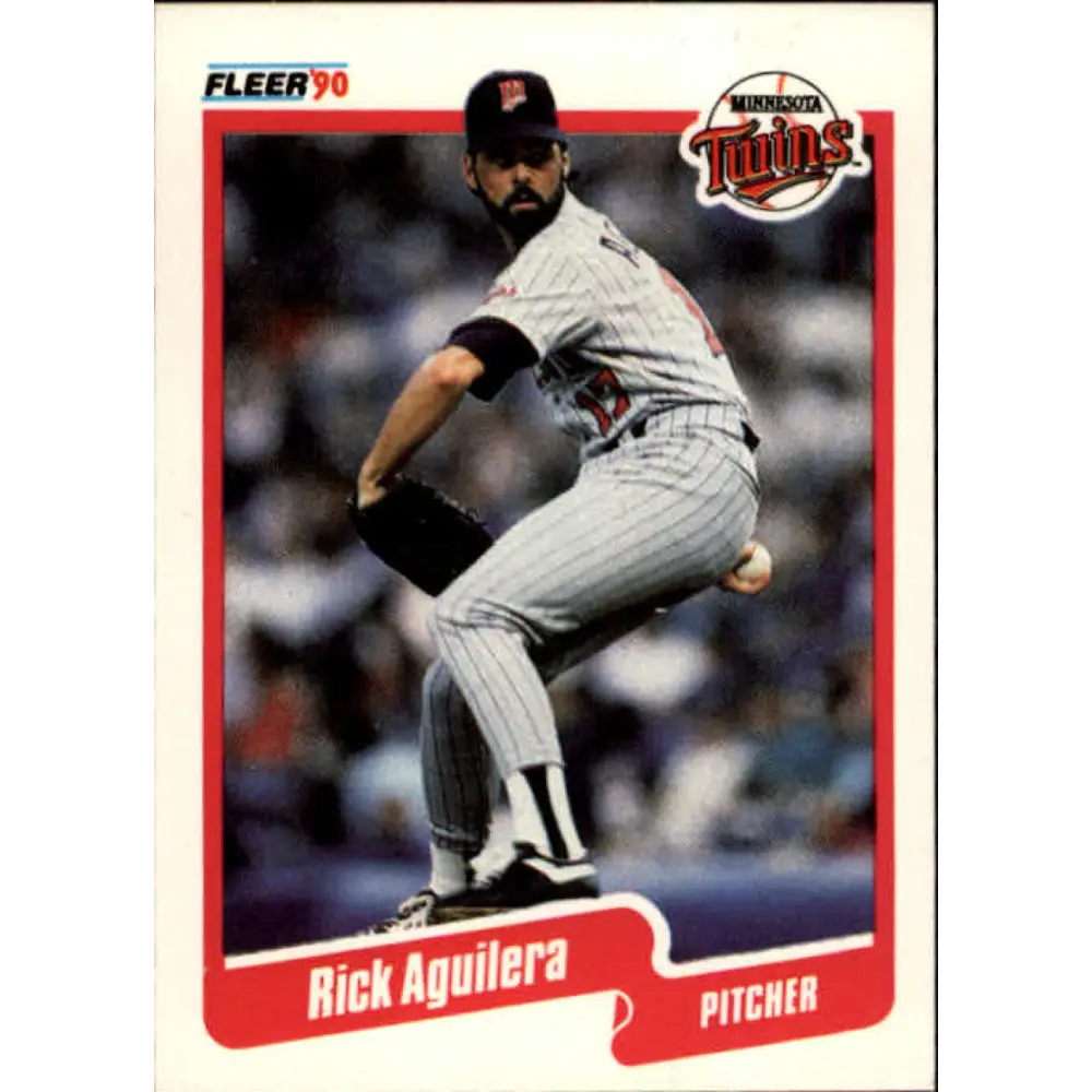 1990 Fleer #365 Rick Aguilera NM-MT Minnesota Twins Baseball Card Image 1