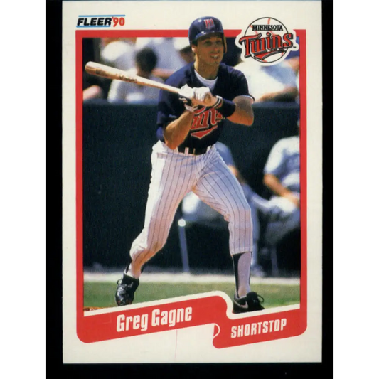 1990 Fleer #374 Greg Gagne NM-MT Minnesota Twins Baseball Card Image 1