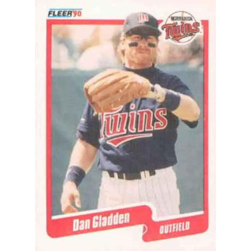 1990 Fleer #375 Dan Gladden NM-MT Minnesota Twins Baseball Card Image 1