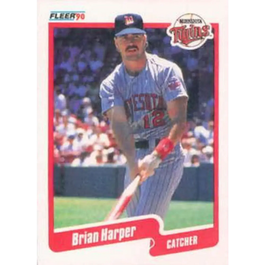 1990 Fleer #377 Brian Harper NM-MT Minnesota Twins Baseball Card Image 1