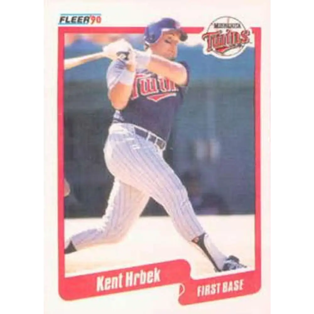 1990 Fleer #378 Kent Hrbek NM-MT Minnesota Twins Baseball Card Image 1