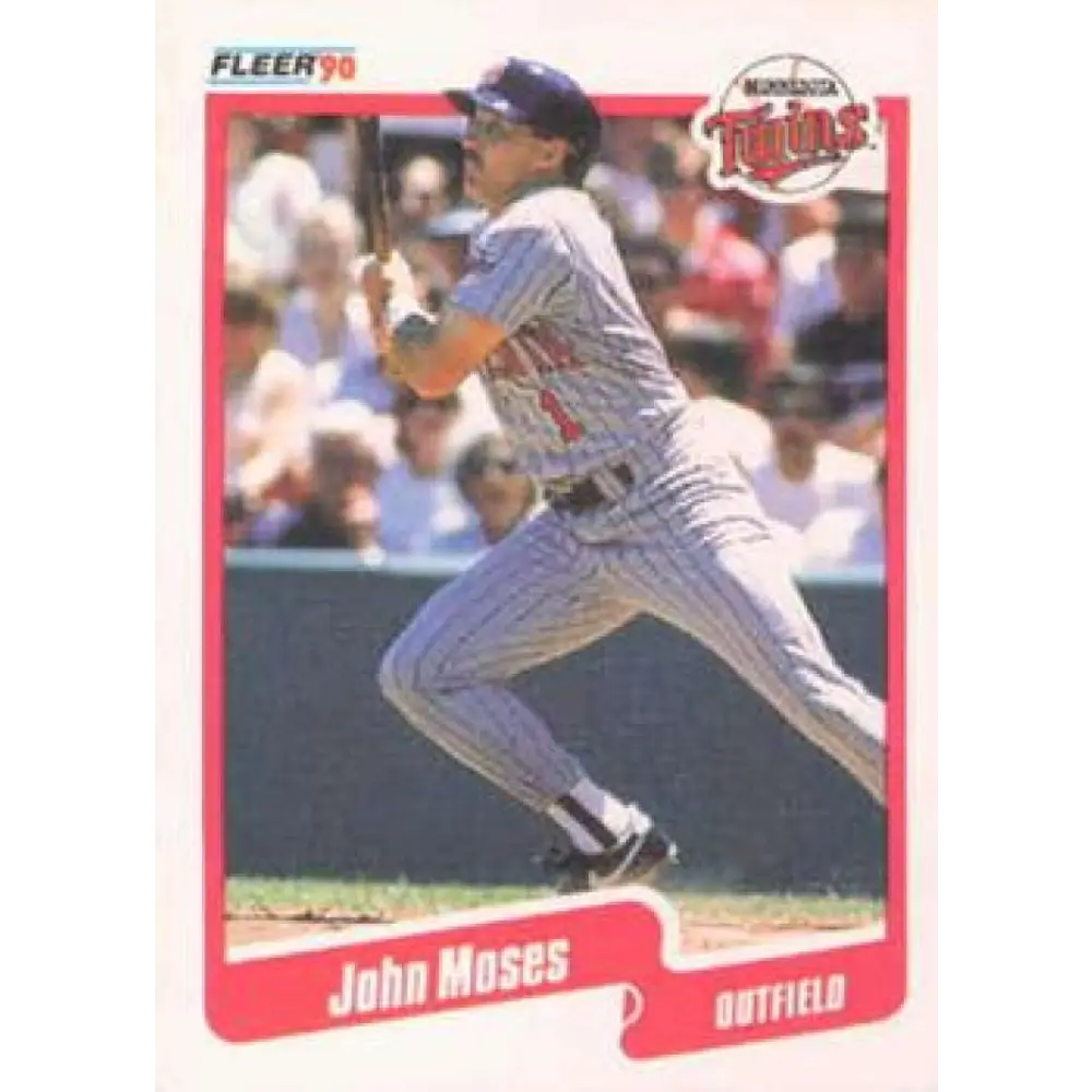 1990 Fleer #381 John Moses NM-MT Minnesota Twins Baseball Card Image 1