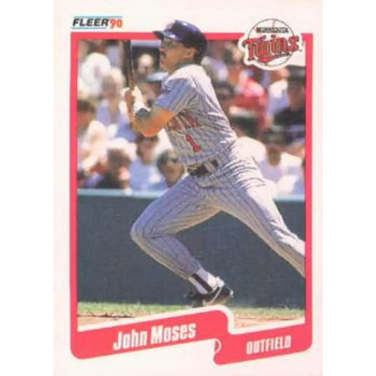 1990 Fleer #381 John Moses NM-MT Minnesota Twins Baseball Card Image 1