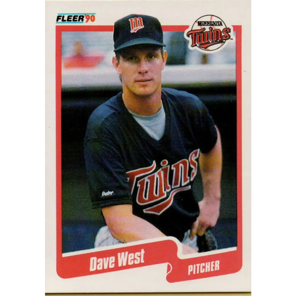 1990 Fleer #388 David West NM-MT Minnesota Twins Baseball Card Image 1