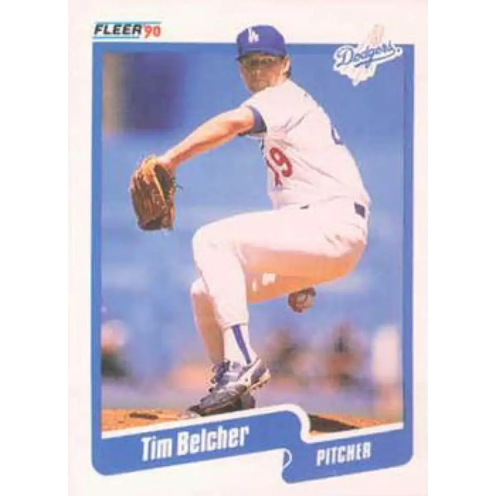 1990 Fleer #389 Tim Belcher NM-MT Los Angeles Dodgers Baseball Card Image 1
