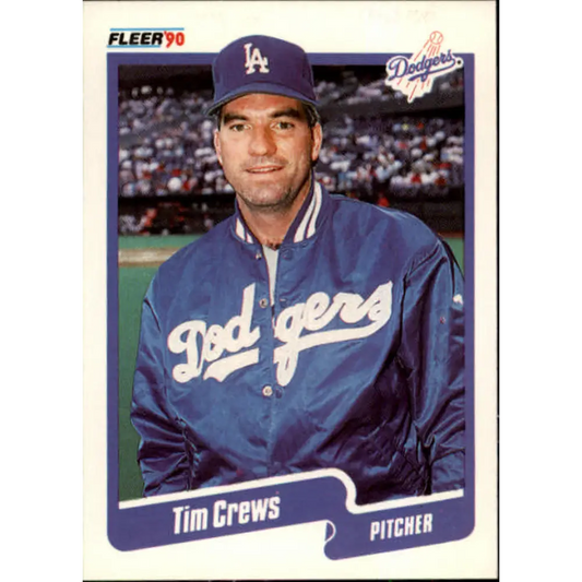 1990 Fleer #390 Tim Crews UER NM-MT Los Angeles Dodgers Baseball Card Image 1