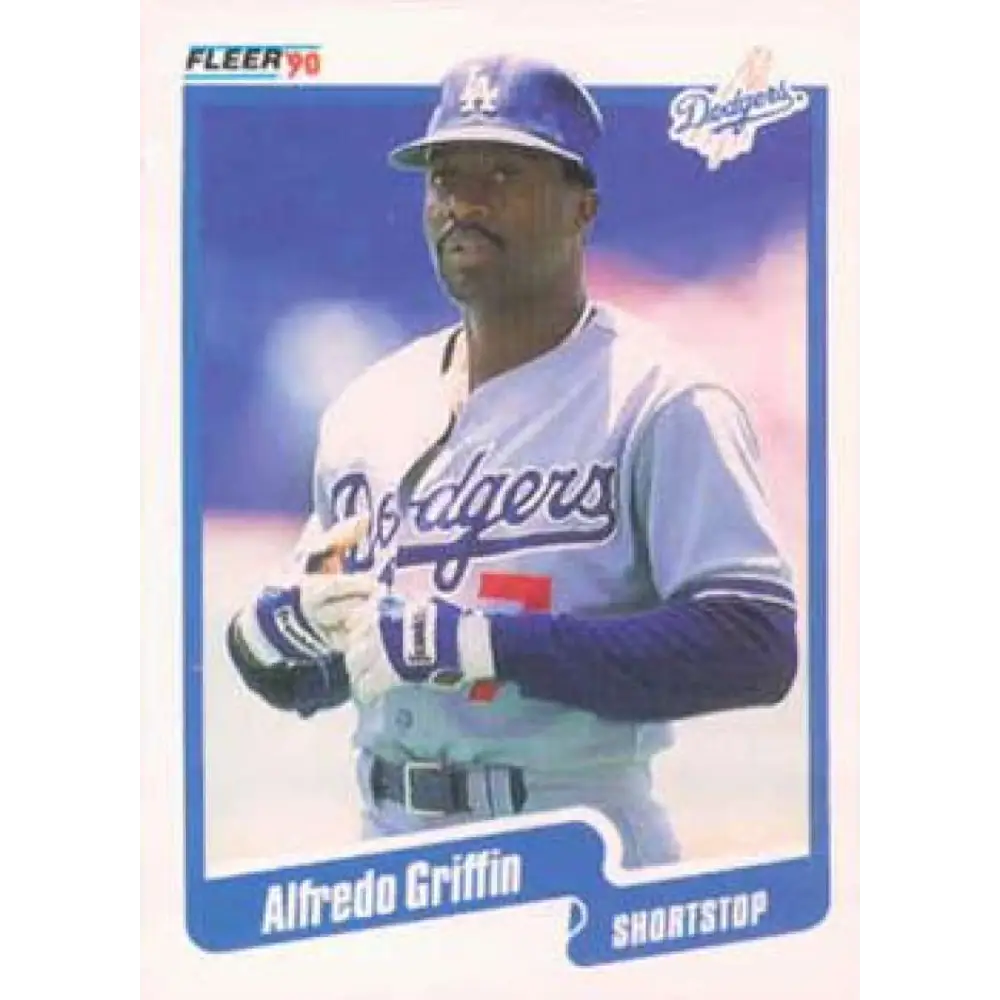 1990 Fleer #395 Alfredo Griffin NM-MT Los Angeles Dodgers Baseball Card Image 1