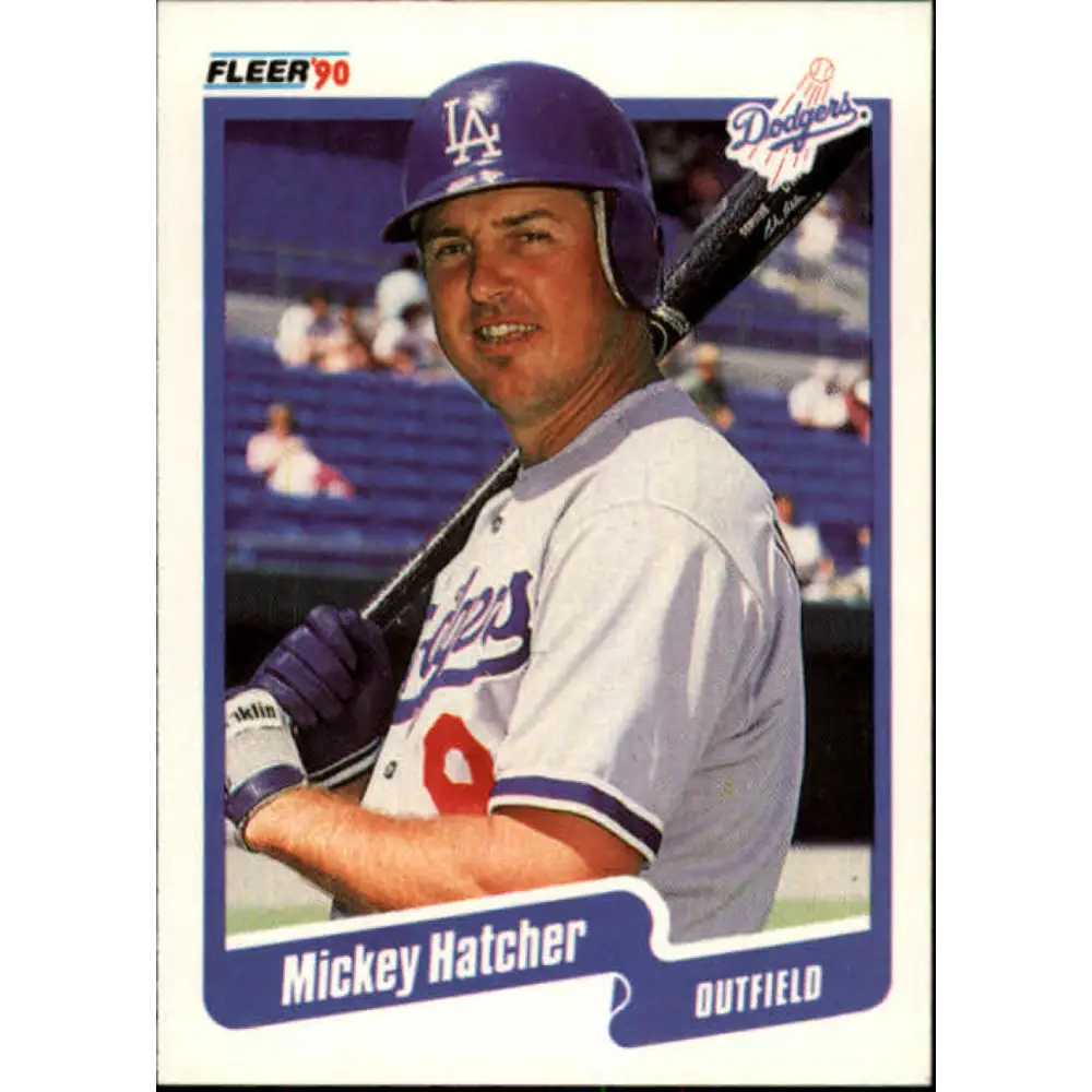 1990 Fleer #398 Mickey Hatcher NM-MT Los Angeles Dodgers Baseball Card Image 1