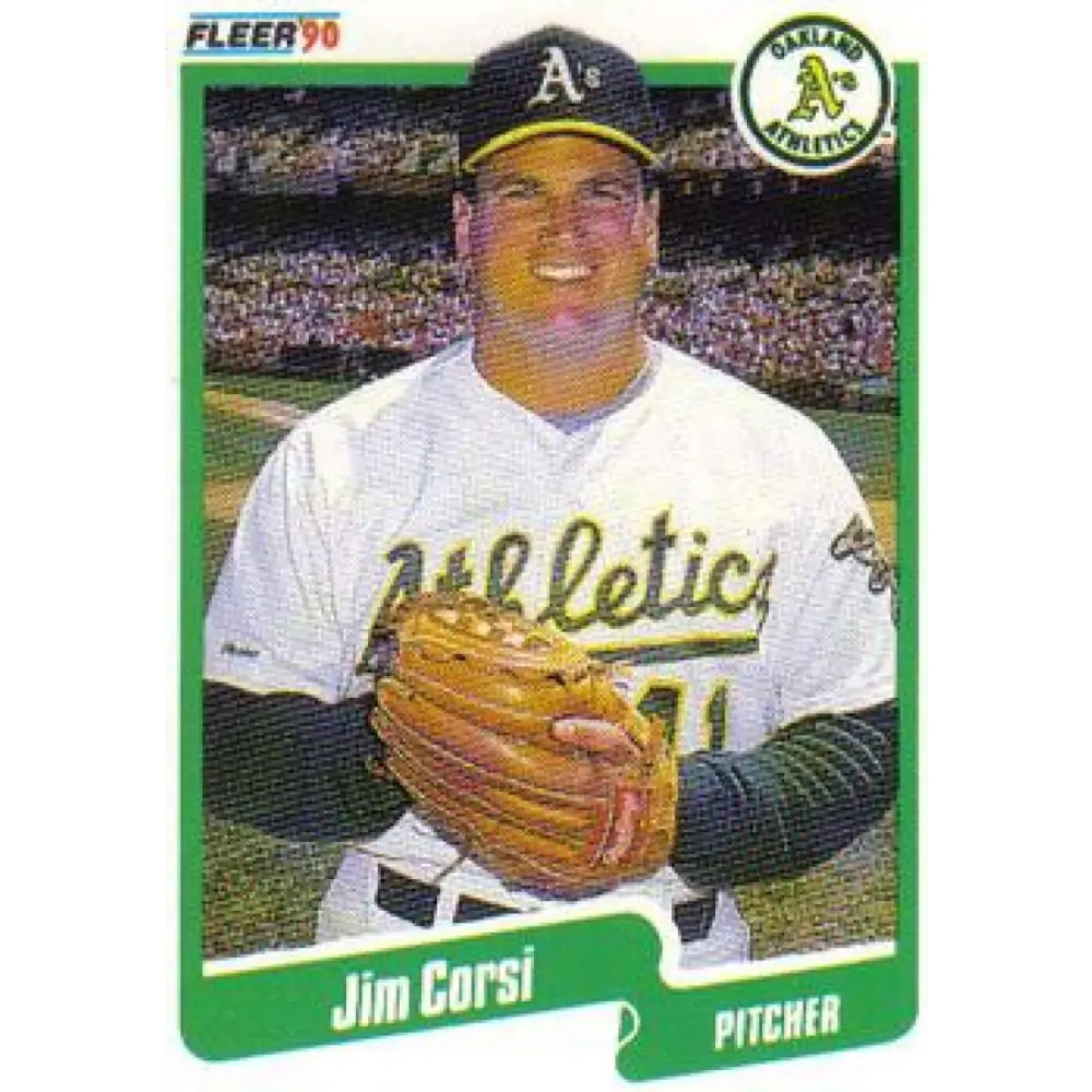 1990 Fleer #4 Jim Corsi NM-MT Oakland Athletics Baseball Card Image 1