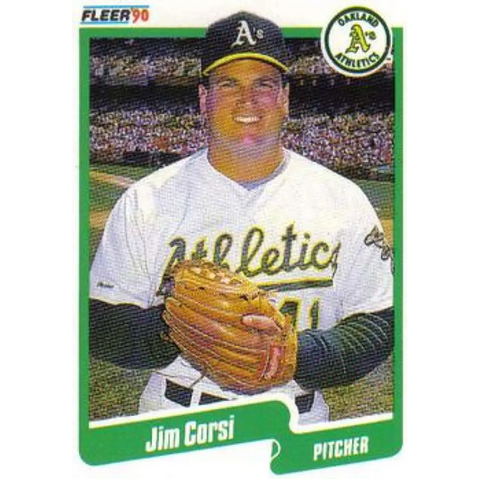 1990 Fleer #4 Jim Corsi NM-MT Oakland Athletics Baseball Card Image 1