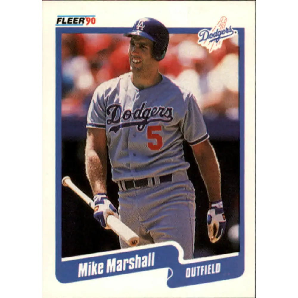 1990 Fleer #401 Mike Marshall NM-MT Los Angeles Dodgers Baseball Card Image 1