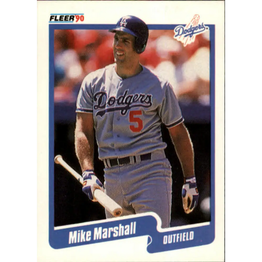 1990 Fleer #401 Mike Marshall NM-MT Los Angeles Dodgers Baseball Card Image 1