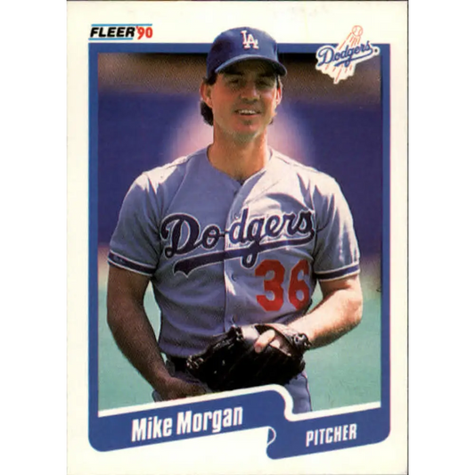 1990 Fleer #403 Mike Morgan NM-MT Los Angeles Dodgers Baseball Card Image 1