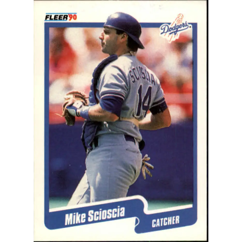 1990 Fleer #407 Mike Scioscia NM-MT Los Angeles Dodgers Baseball Card Image 1