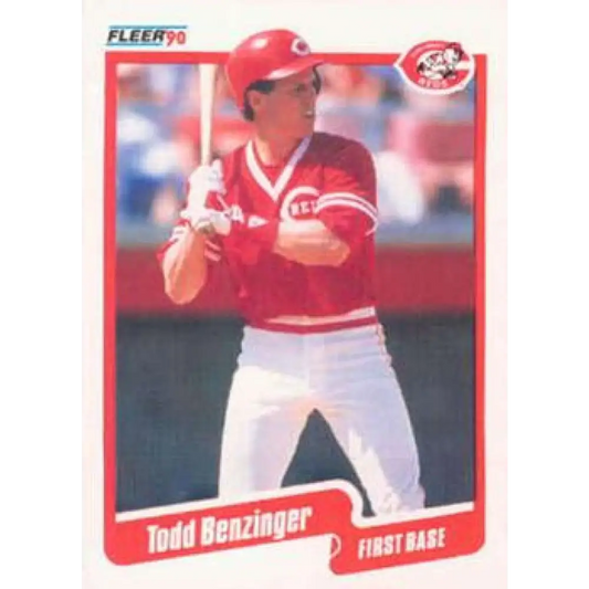 1990 Fleer #413 Todd Benzinger UER NM-MT Cincinnati Reds Baseball Card Image 1