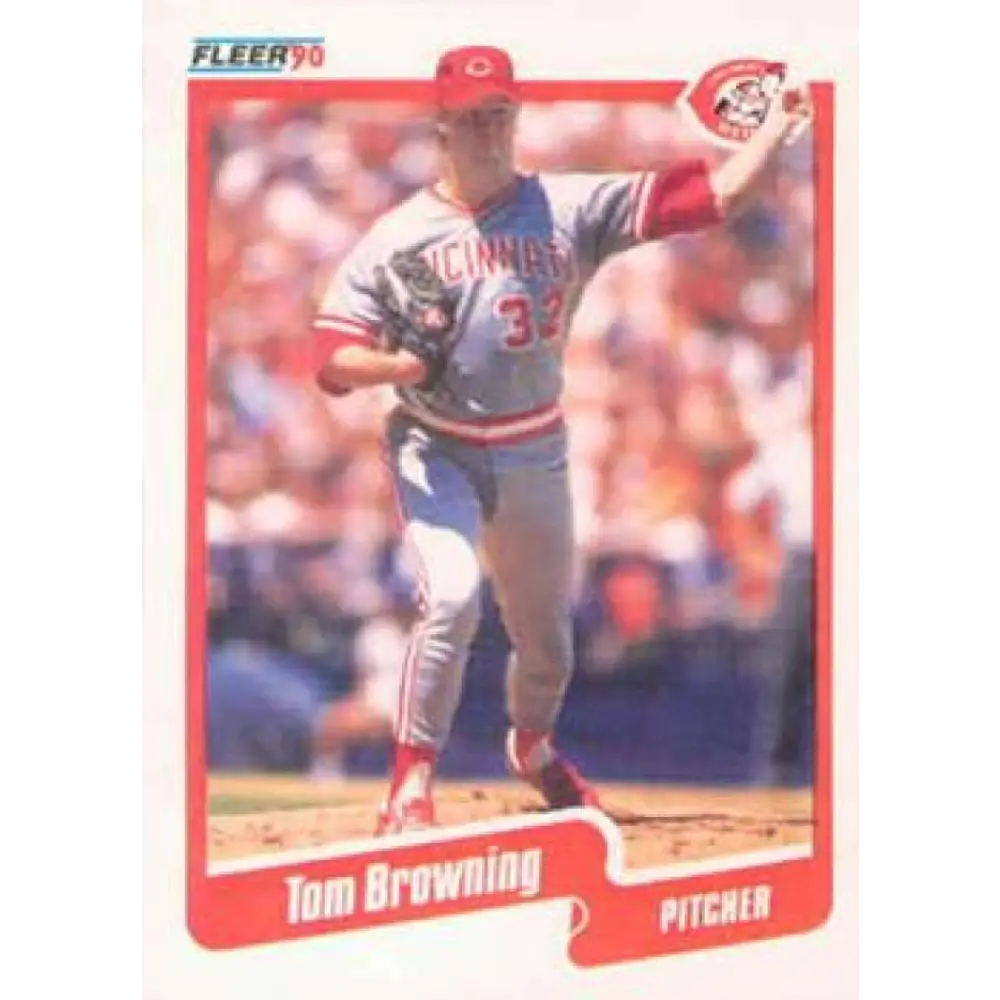 1990 Fleer #415 Tom Browning NM-MT Cincinnati Reds Baseball Card Image 1