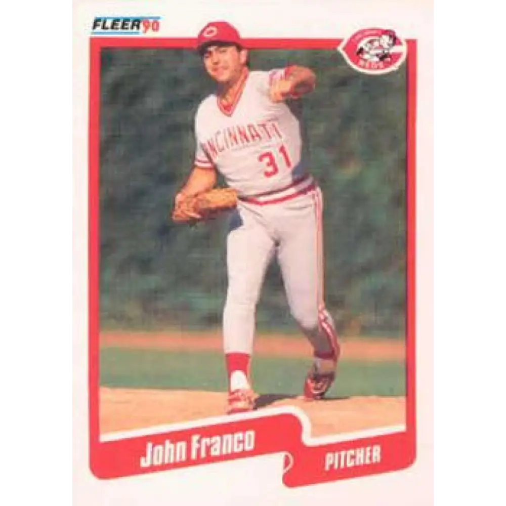 1990 Fleer #419 John Franco NM-MT Cincinnati Reds Baseball Card Image 1