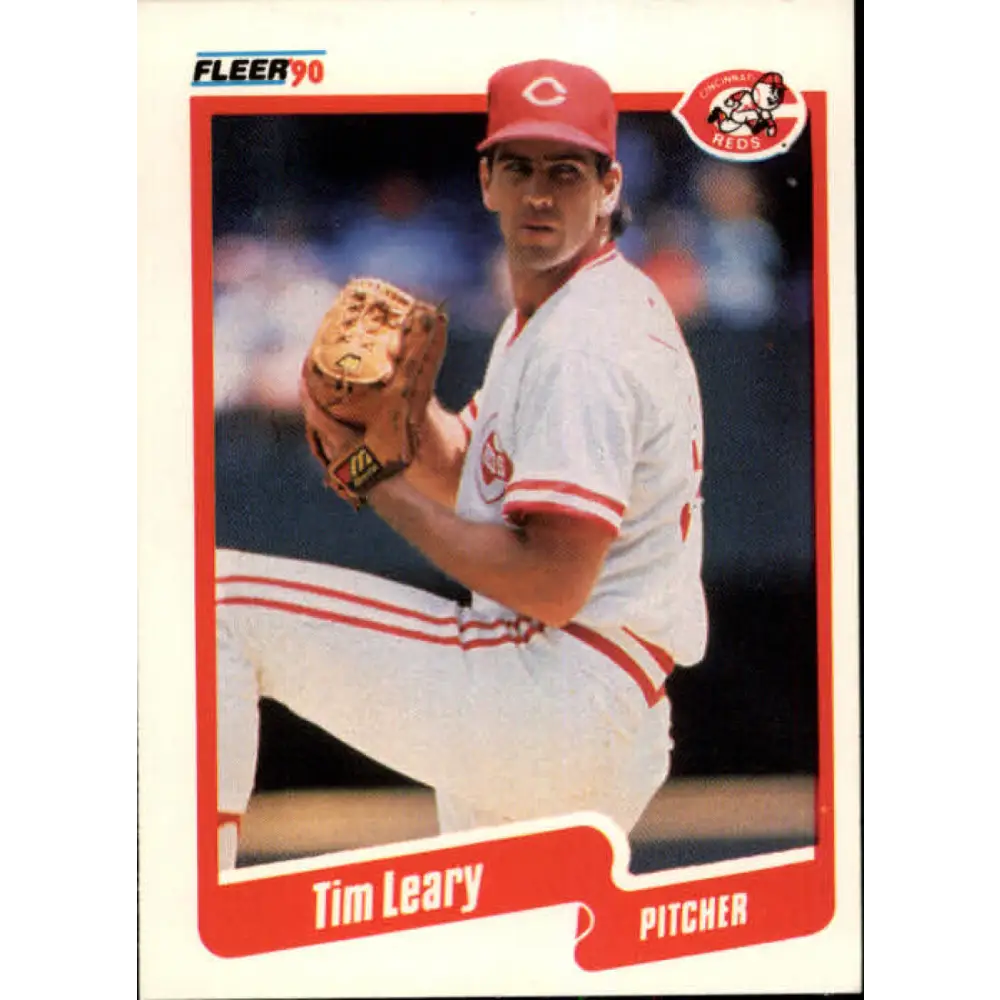1990 Fleer #424 Tim Leary NM-MT Cincinnati Reds Baseball Card Image 1