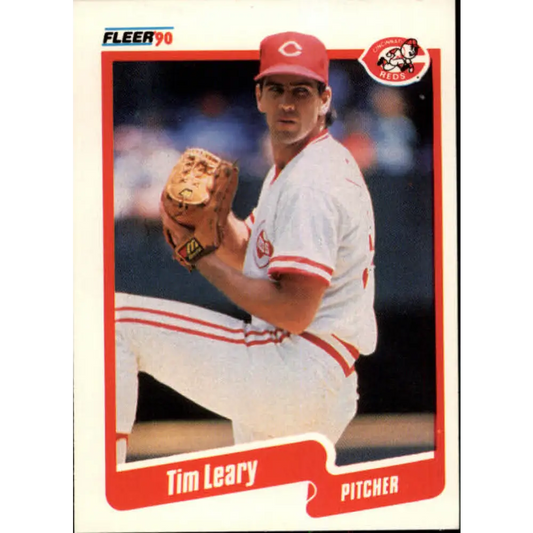 1990 Fleer #424 Tim Leary NM-MT Cincinnati Reds Baseball Card Image 1