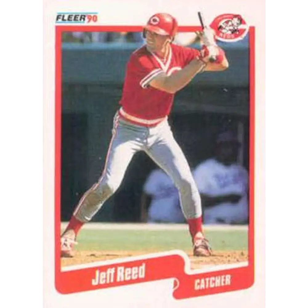 1990 Fleer #429 Jeff Reed NM-MT Cincinnati Reds Baseball Card Image 1