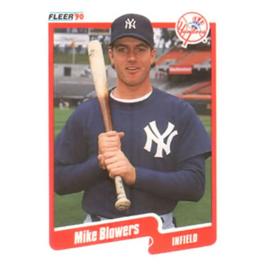 1990 Fleer #438 Mike Blowers NM-MT RC Rookie New York Yankees Baseball Card Image 1
