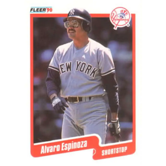 1990 Fleer #441 Alvaro Espinoza UER NM-MT New York Yankees Baseball Card Image 1