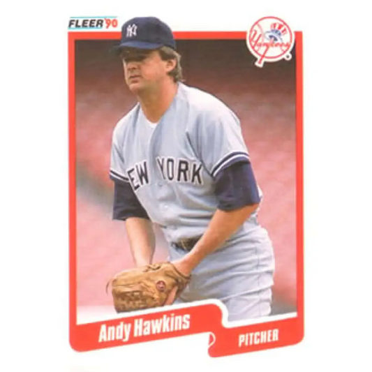 1990 Fleer #445 Andy Hawkins NM-MT New York Yankees Baseball Card Image 1