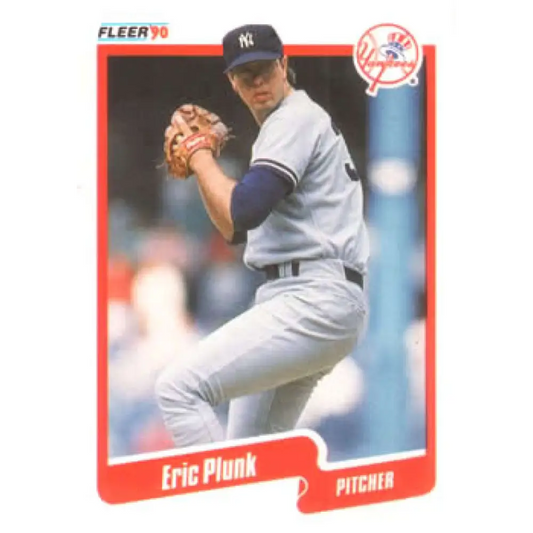 1990 Fleer #452 Eric Plunk NM-MT New York Yankees Baseball Card Image 1