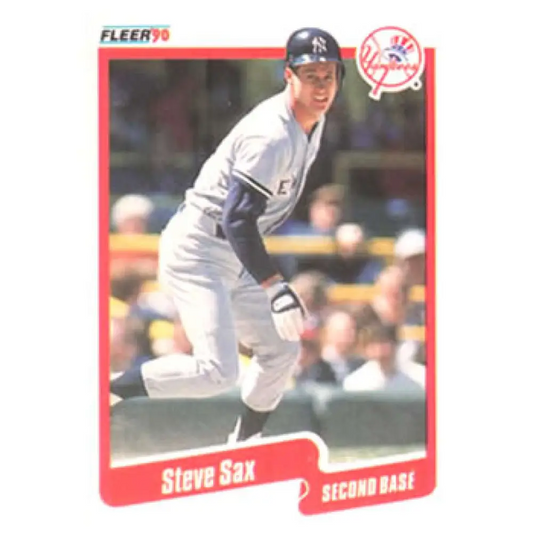 1990 Fleer #455 Steve Sax NM-MT New York Yankees Baseball Card Image 1