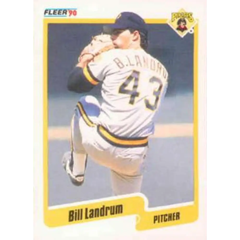 1990 Fleer #472 Bill Landrum NM-MT Pittsburgh Pirates Baseball Card Image 1