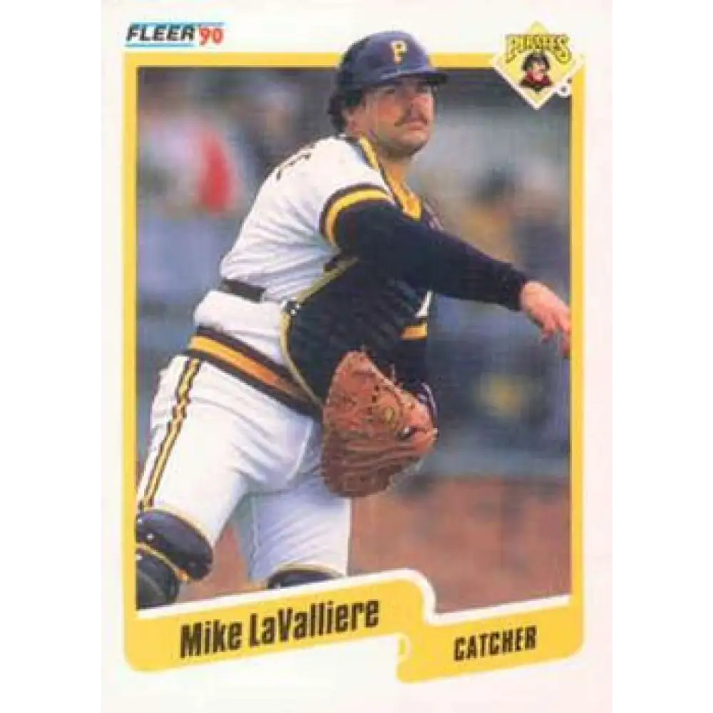 1990 Fleer #473 Mike LaValliere NM-MT Pittsburgh Pirates Baseball Card Image 1