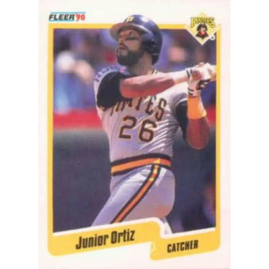 1990 Fleer #475 Junior Ortiz NM-MT Pittsburgh Pirates Baseball Card Image 1