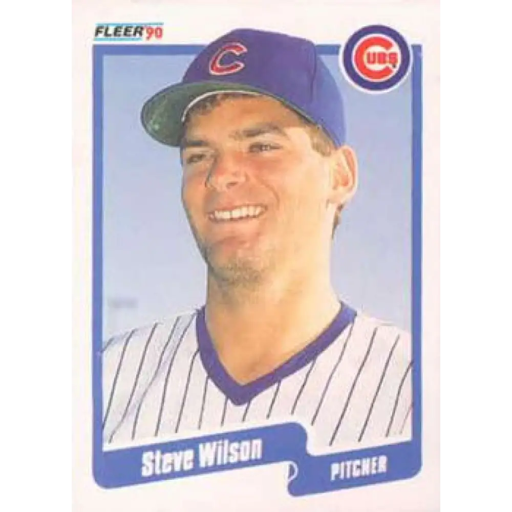 1990 Fleer #49 Steve Wilson NM-MT Chicago Cubs Baseball Card Image 1