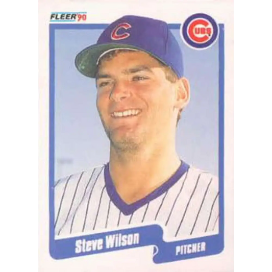1990 Fleer #49 Steve Wilson NM-MT Chicago Cubs Baseball Card Image 1