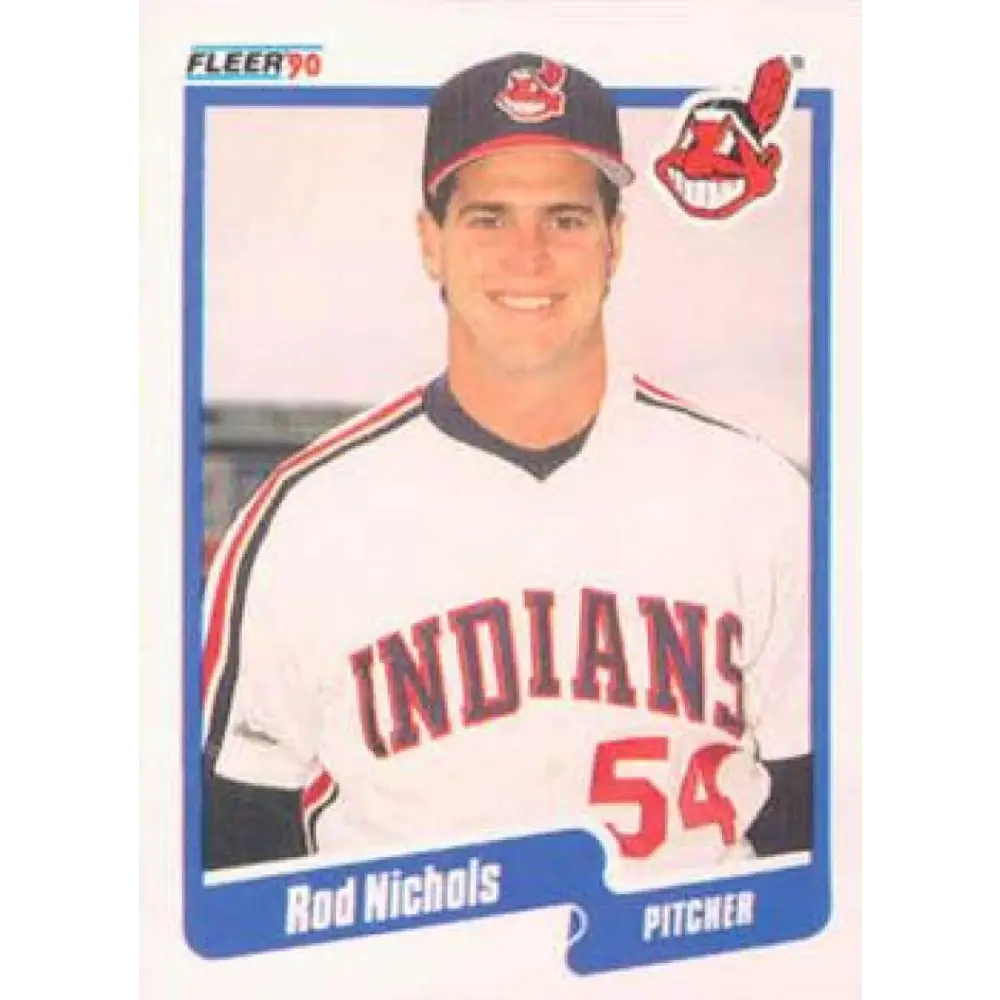 1990 Fleer #497 Rod Nichols NM-MT Cleveland Indians Baseball Card Image 1