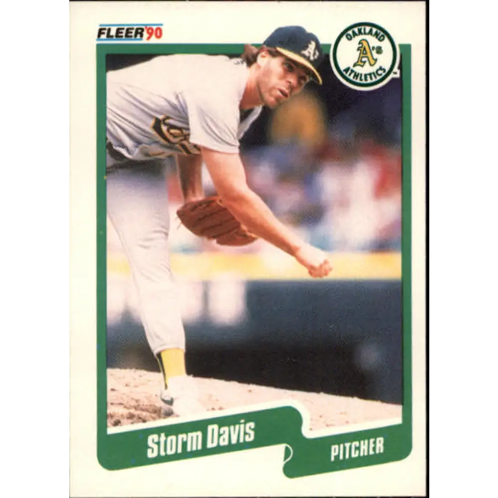 1990 Fleer #5 Storm Davis NM-MT Oakland Athletics Baseball Card Image 1