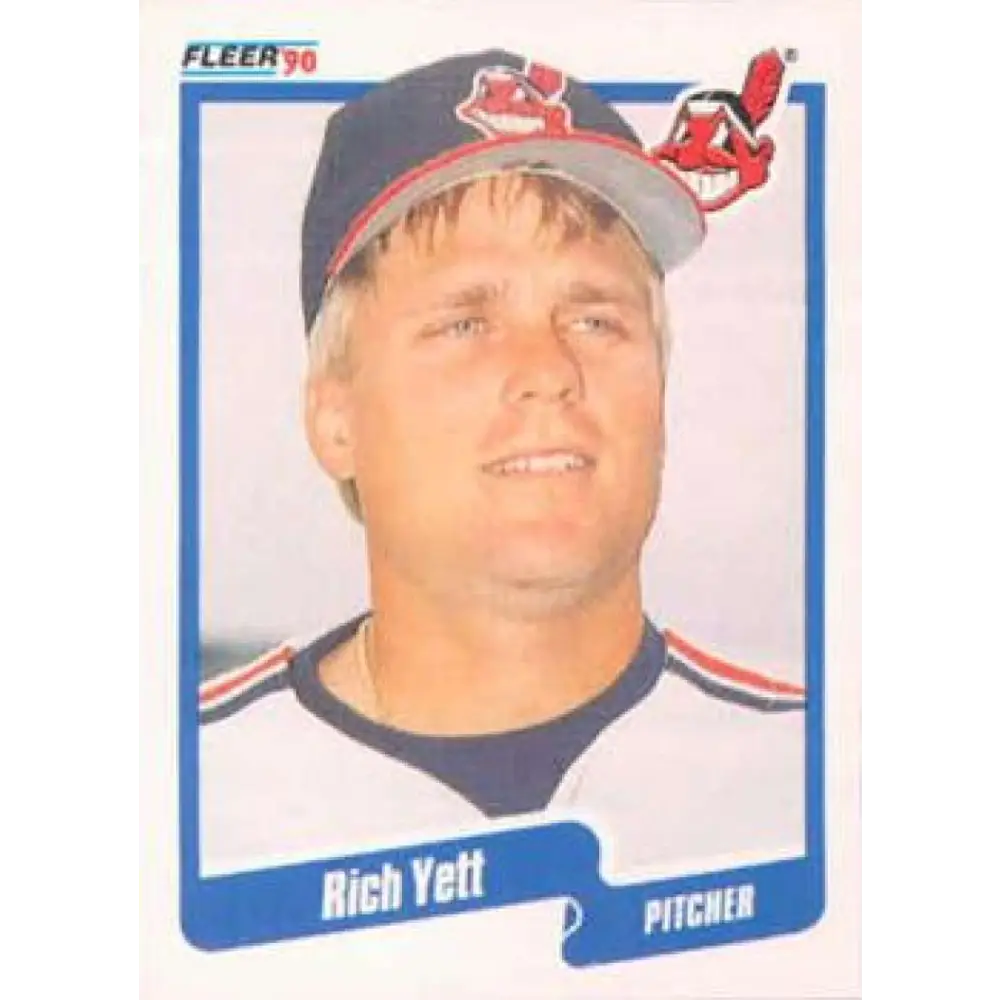 1990 Fleer #504 Rich Yett NM-MT Cleveland Indians Baseball Card Image 1
