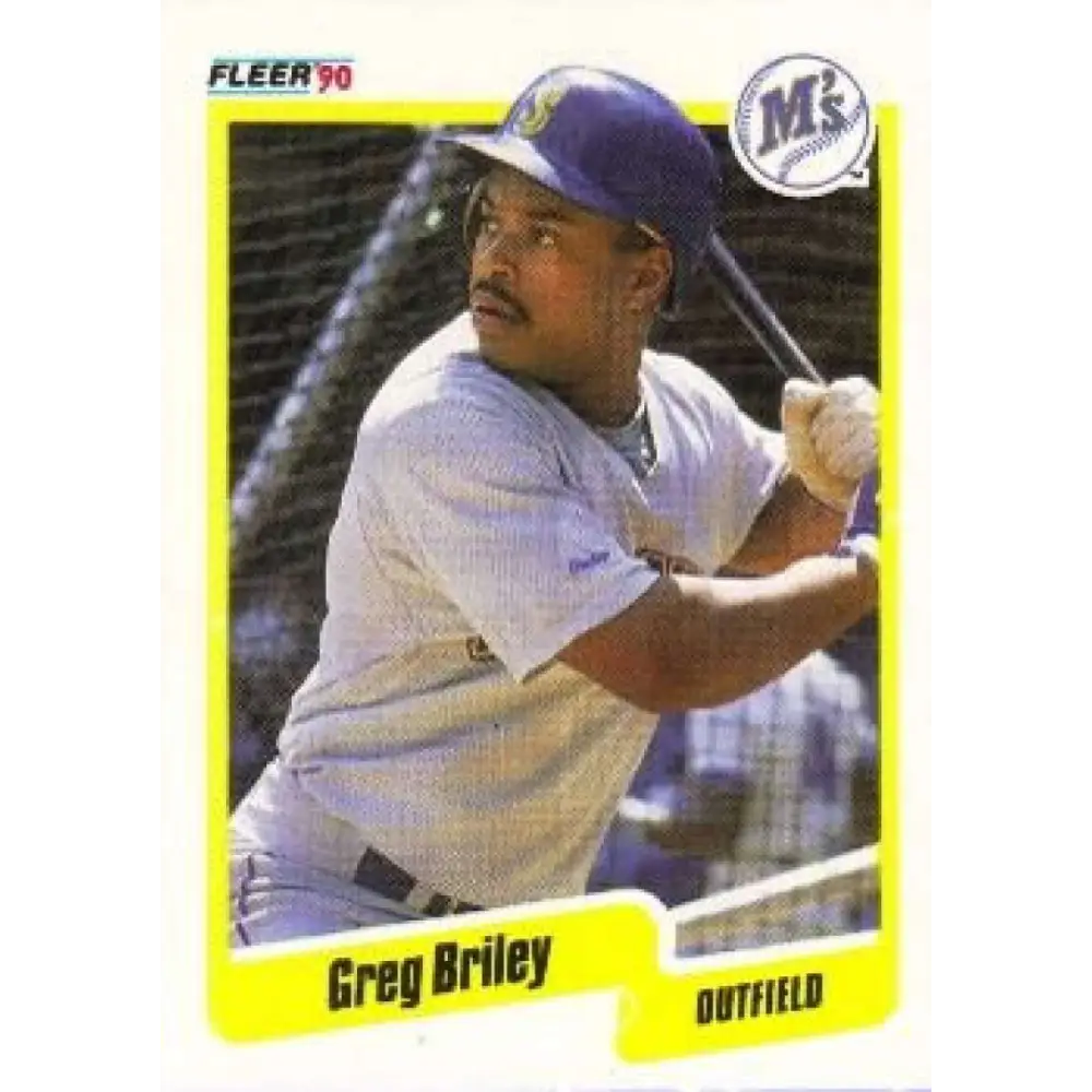1990 Fleer #507 Greg Briley UER NM-MT Seattle Mariners Baseball Card Image 1