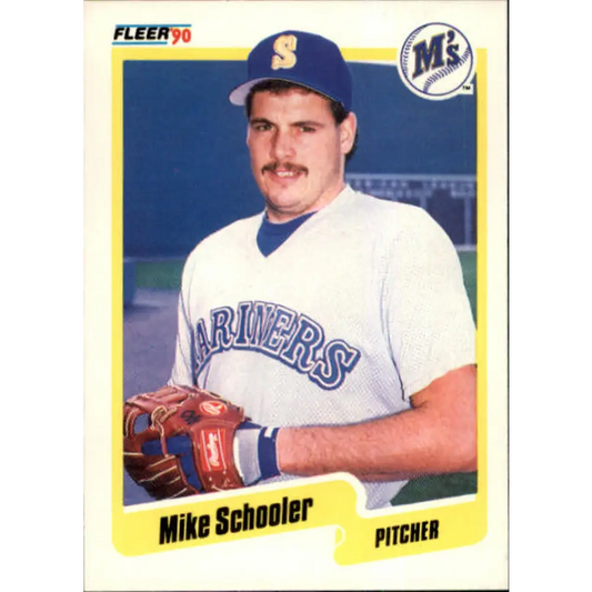 1990 Fleer #525 Mike Schooler NM-MT Seattle Mariners Baseball Card Image 1