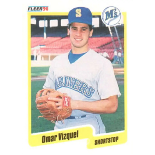 1990 Fleer #528 Omar Vizquel NM-MT Seattle Mariners Baseball Card Image 1