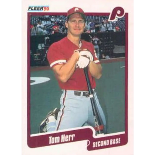 1990 Fleer #560 Tom Herr NM-MT Philadelphia Phillies Baseball Card Image 1